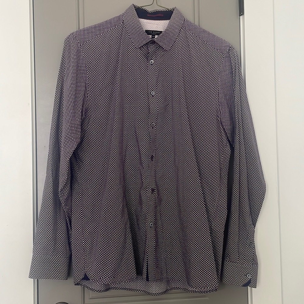 Ted Baker purple and white pattern button down